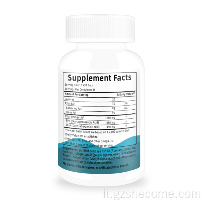 Omega 3 Olio di pesce Supporto antiossidante Omega3 Softgels